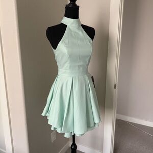 Lulu's Mint Halter Fit & Flare Mini Dress